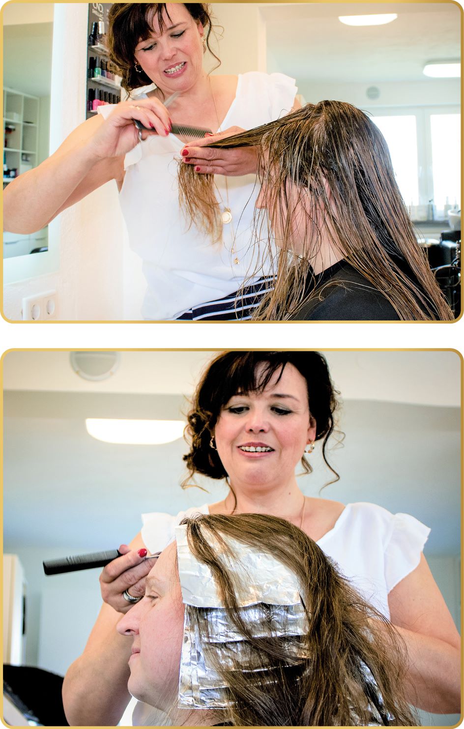 elisabeth gulden genießt magisches Hair-um Styling, voller Freude und neuer Möglichkeiten bei ihrem charisma day des new you stilprogramm